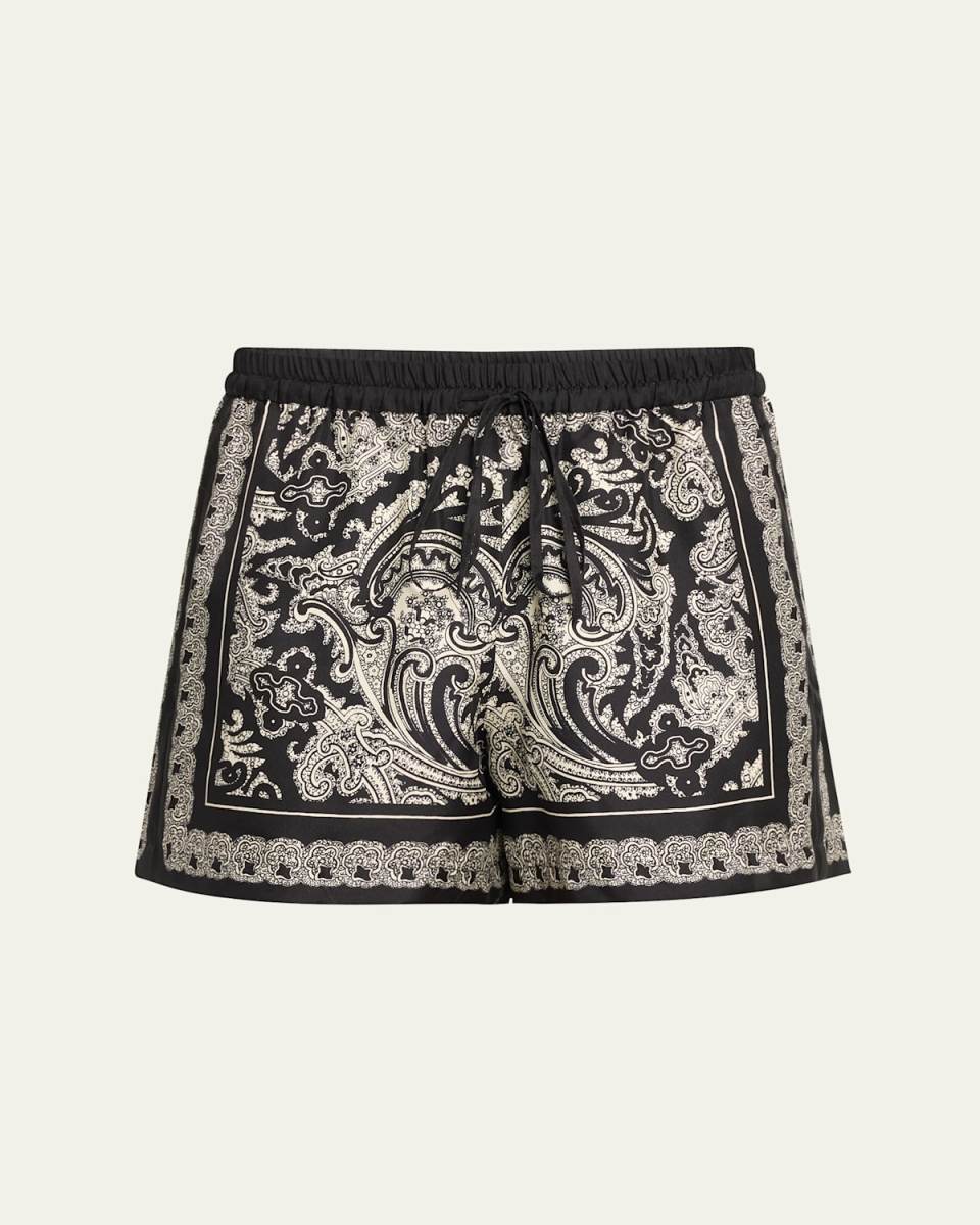 Frances Paisley Drawstring Silk Shorts